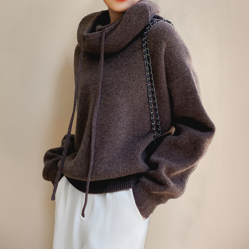 Ophelia | Knit Hoodie Sweater With Drawstring