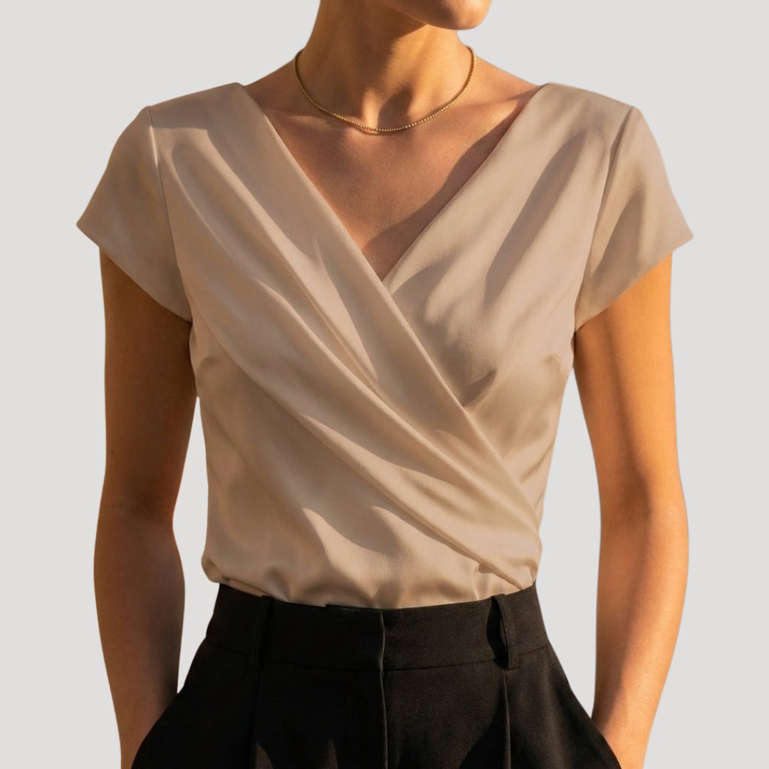 Vivian | Draped Wrap-Front Blouse With V-Neck