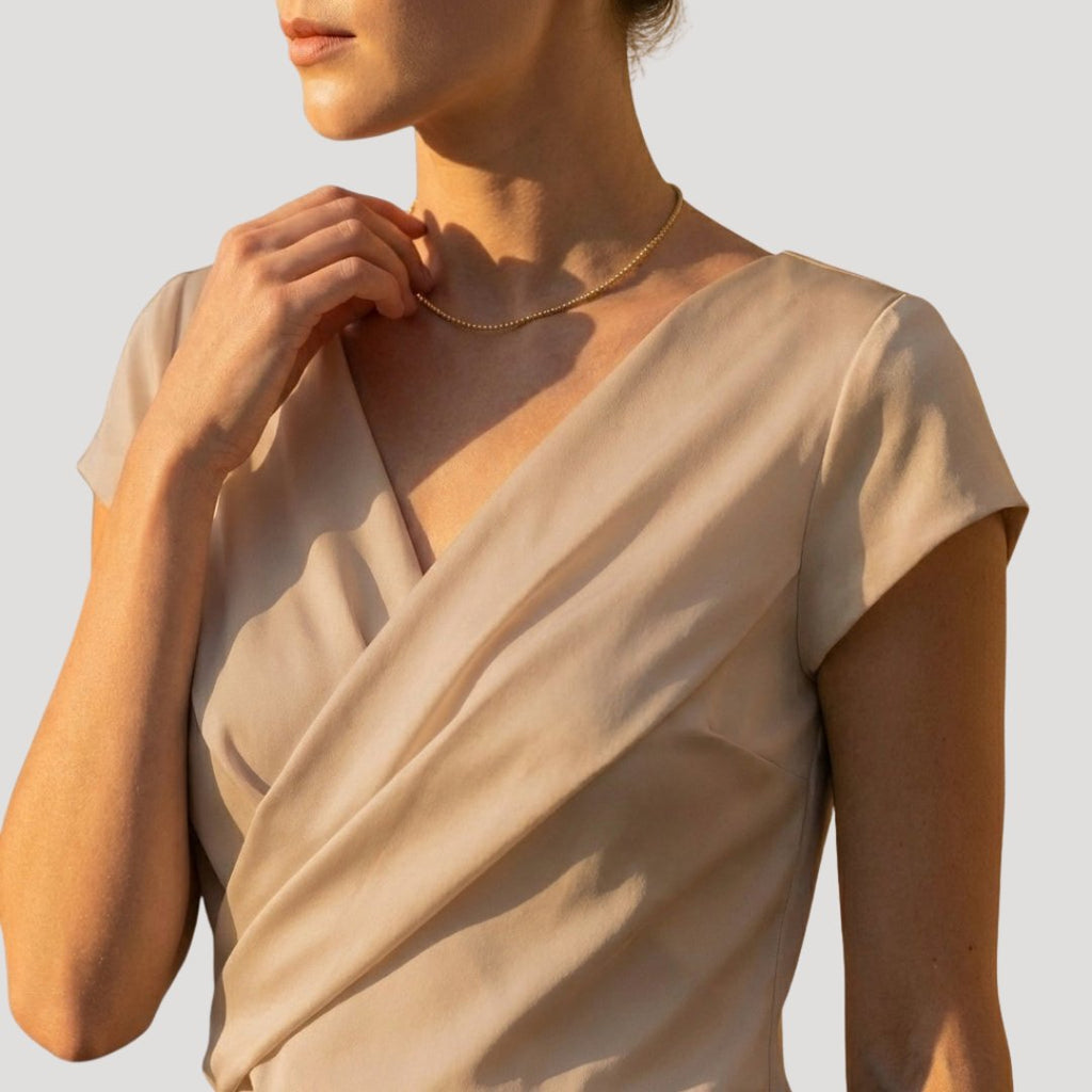 Vivian | Draped Wrap-Front Blouse With V-Neck
