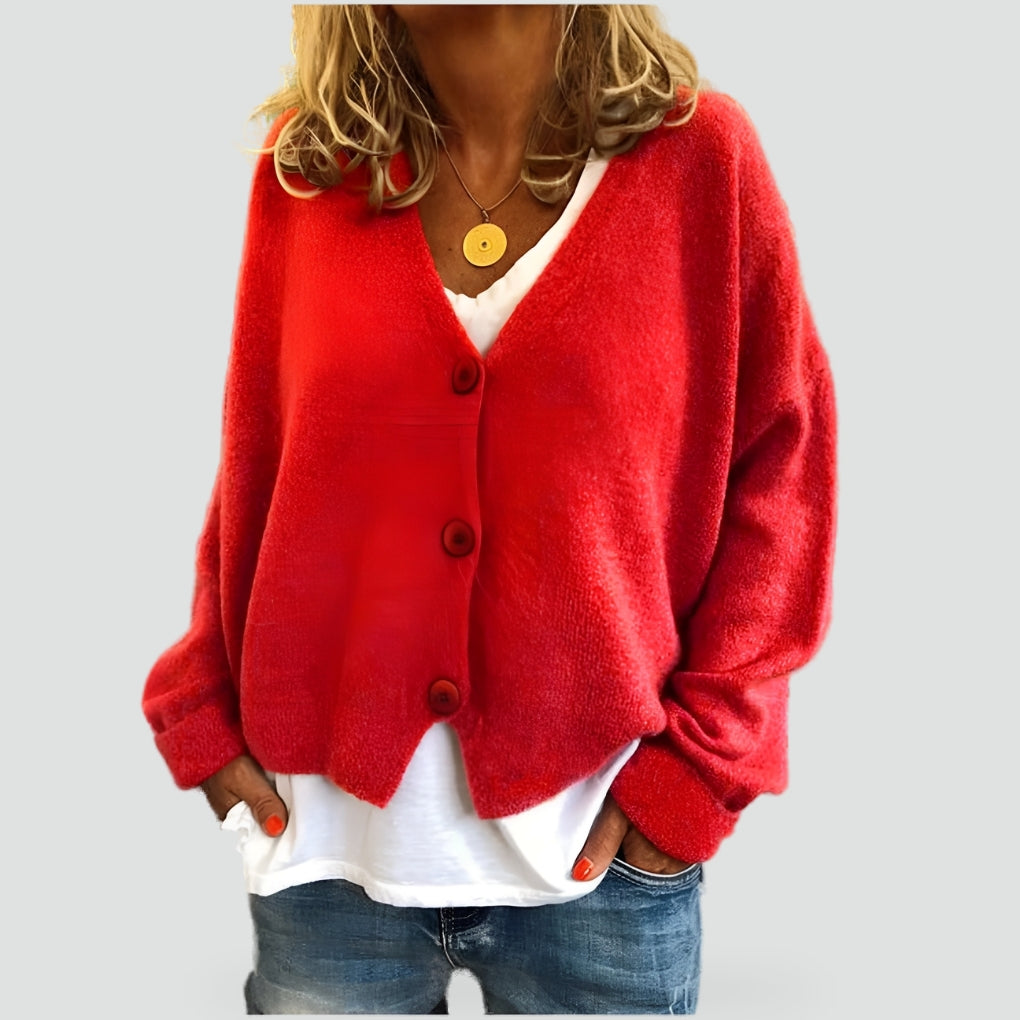 Alison | Soft V-Neck Knit Cardigan With Buttons