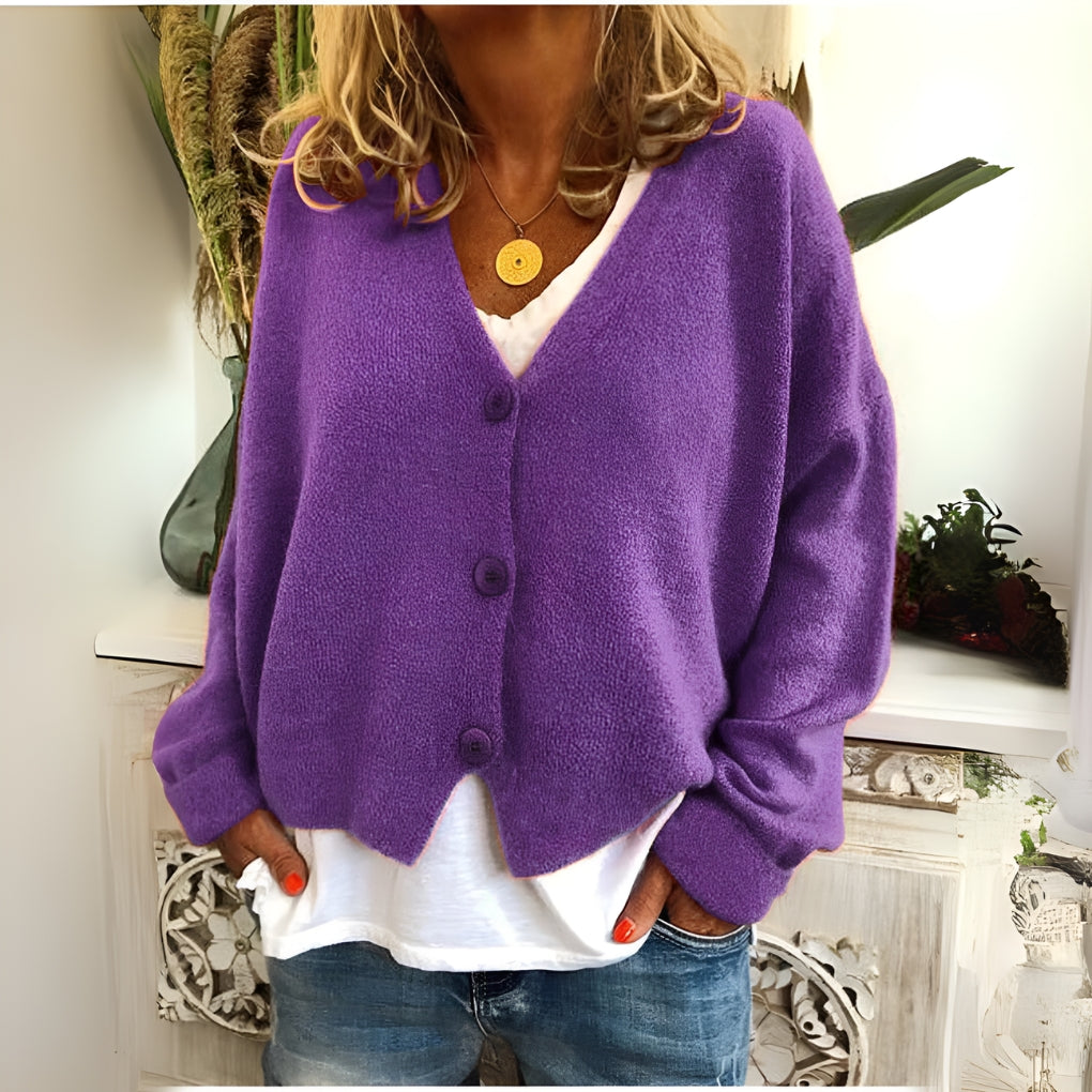 Alison | Soft V-Neck Knit Cardigan With Buttons