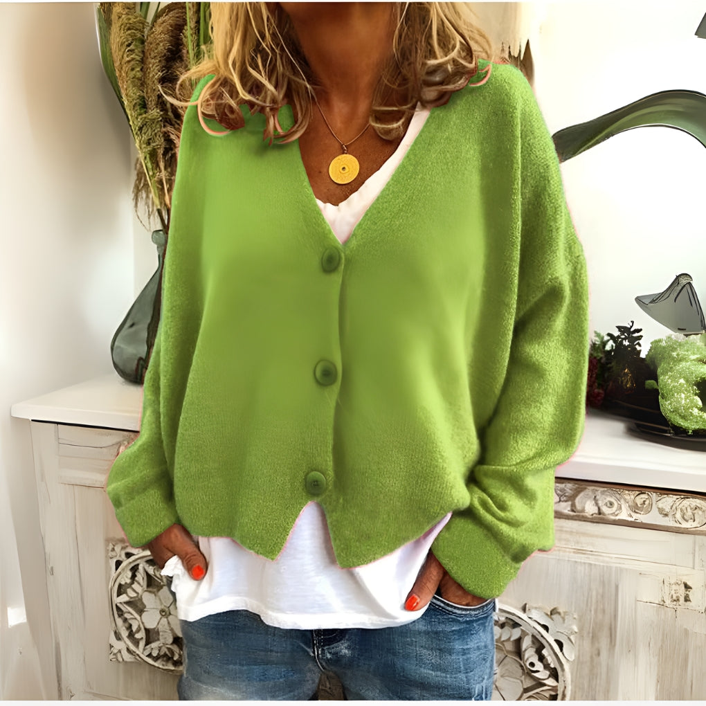 Alison | Soft V-Neck Knit Cardigan With Buttons