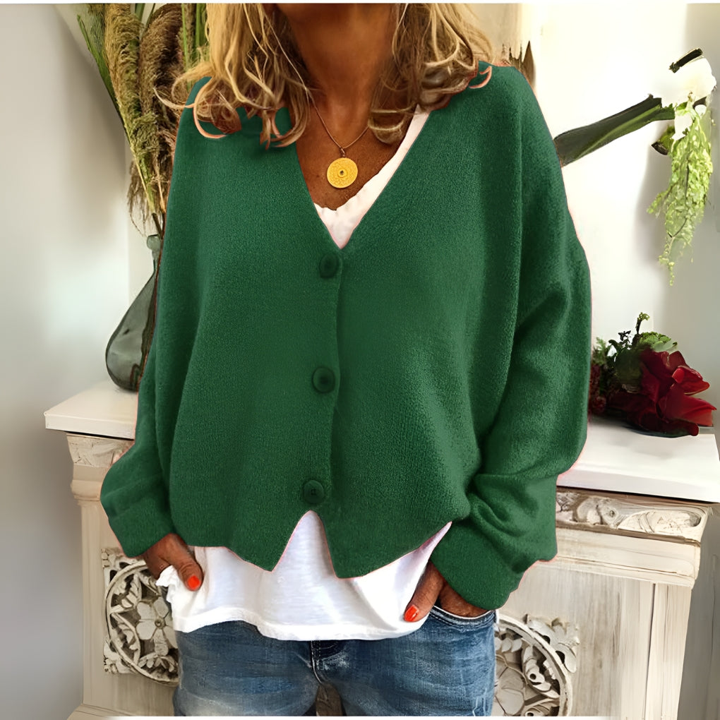 Alison | Soft V-Neck Knit Cardigan With Buttons