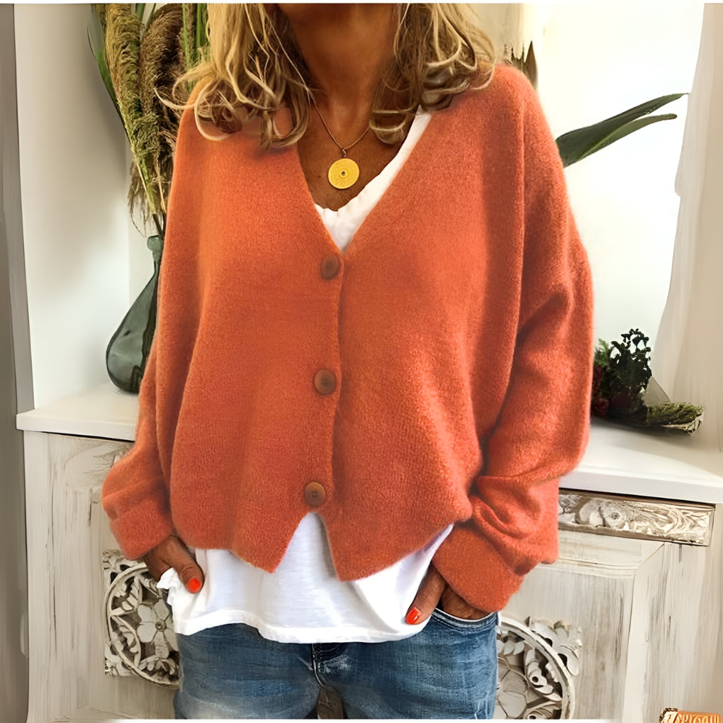 Alison | Soft V-Neck Knit Cardigan With Buttons