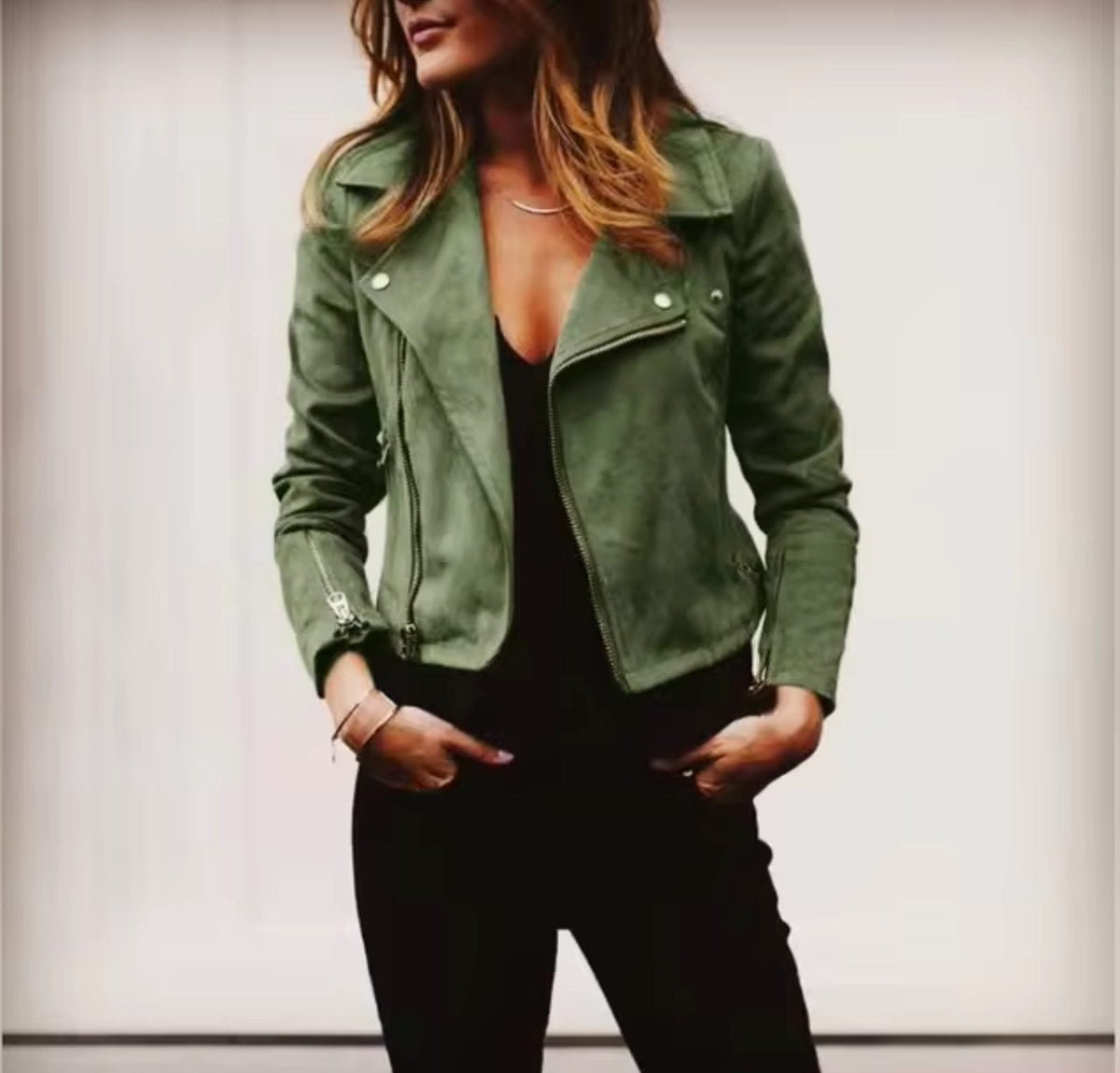 Victoria | Cropped Suede Jacket With Asymmetric Zip