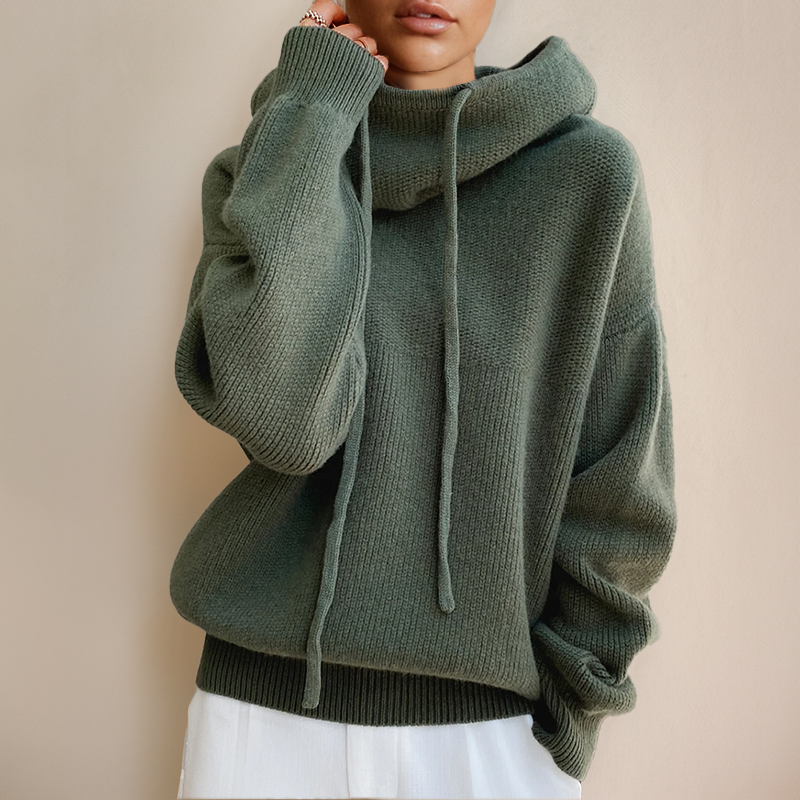 Ophelia | Knit Hoodie Sweater With Drawstring