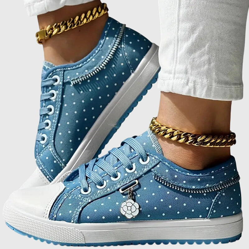Theodora | Lace-Up Polka Dot Platform Sneakers