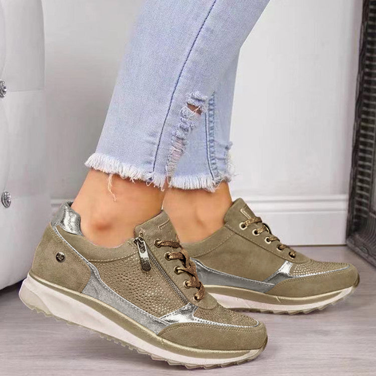 Margaret | Lace-Up Sneakers With Side Zipper