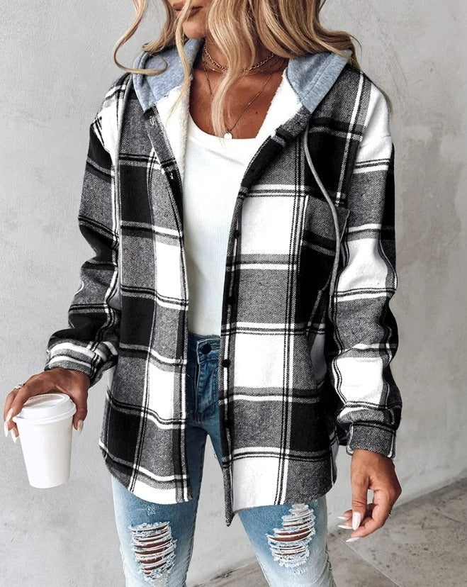 Lana | Plaid Flannel Shacket With Hood
