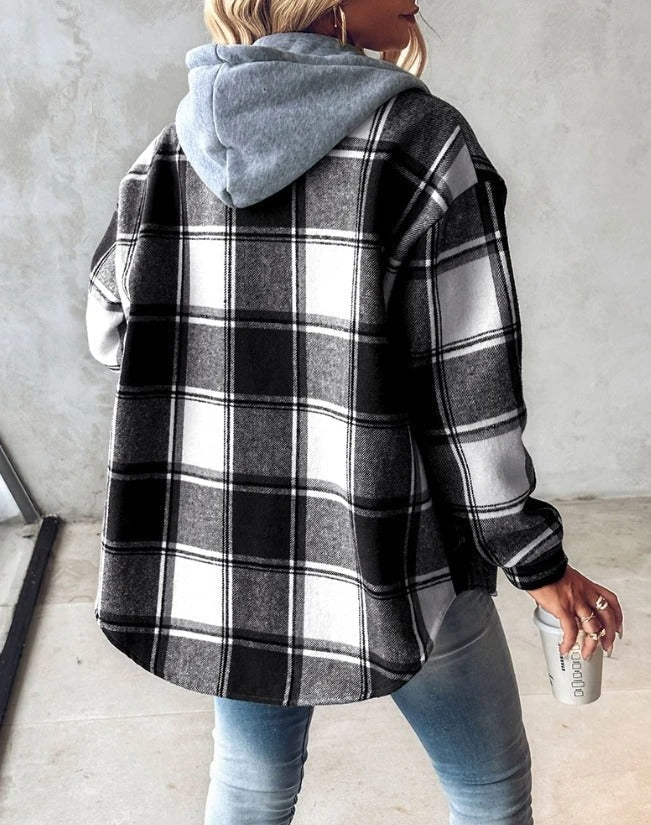 Lana | Plaid Flannel Shacket With Hood