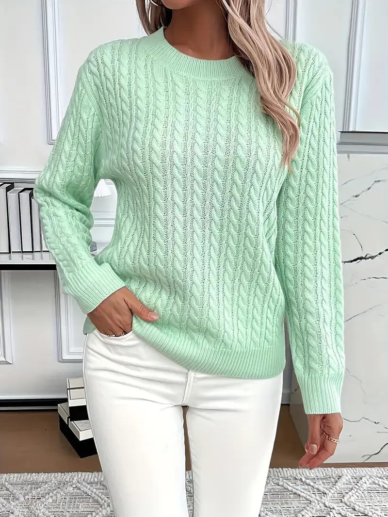 Imogen | Crew Neck Cable Knit Sweater