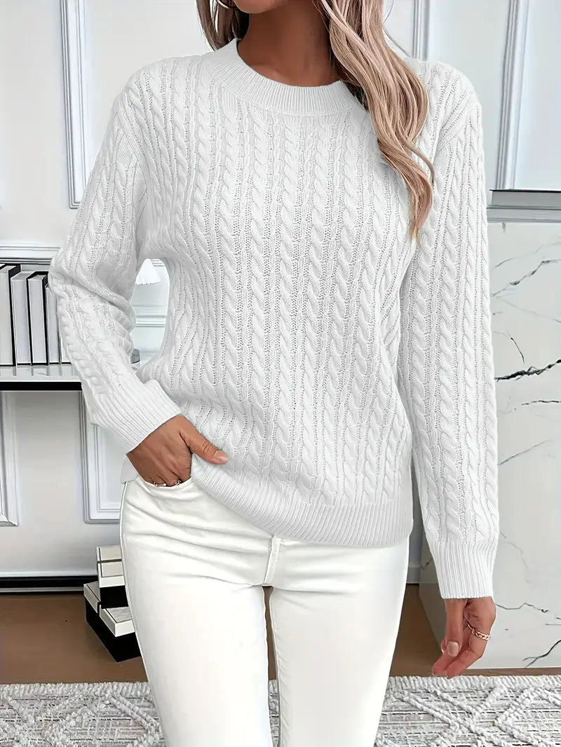Imogen | Crew Neck Cable Knit Sweater