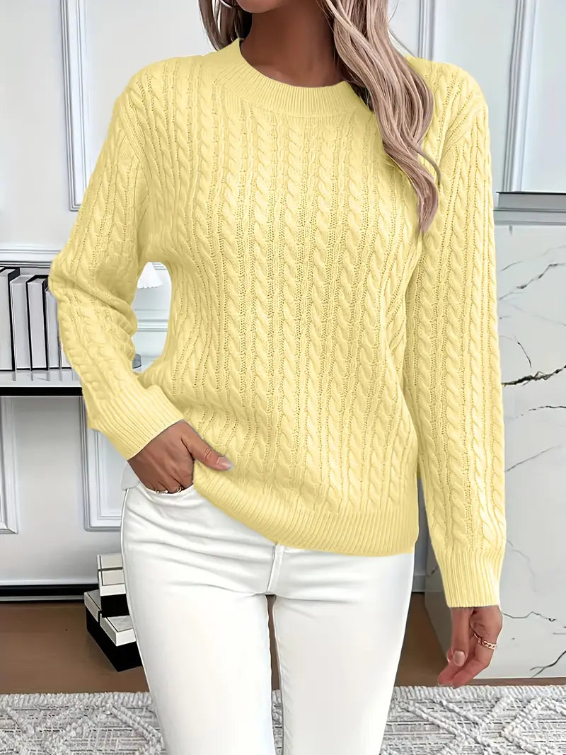 Imogen | Crew Neck Cable Knit Sweater