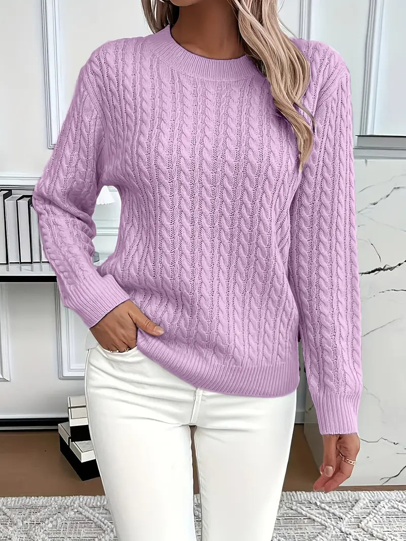 Imogen | Crew Neck Cable Knit Sweater