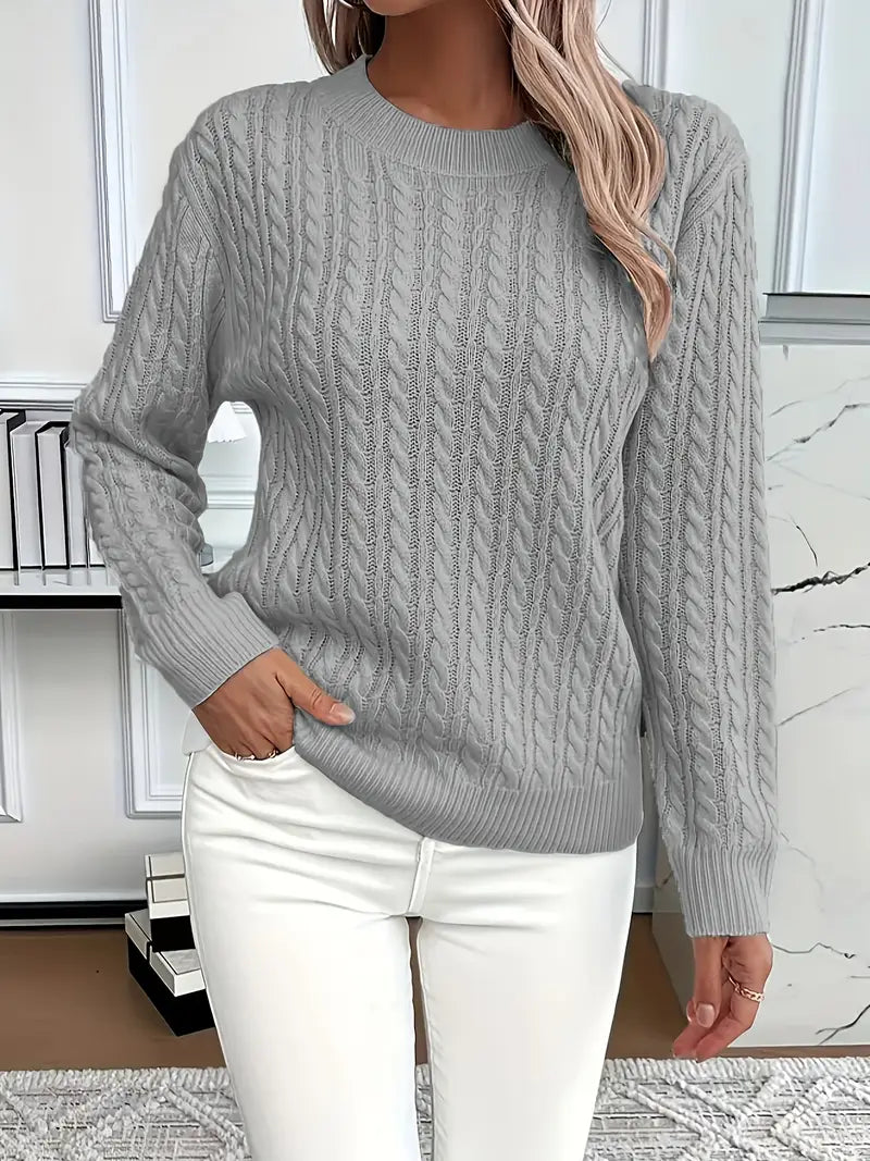 Imogen | Crew Neck Cable Knit Sweater