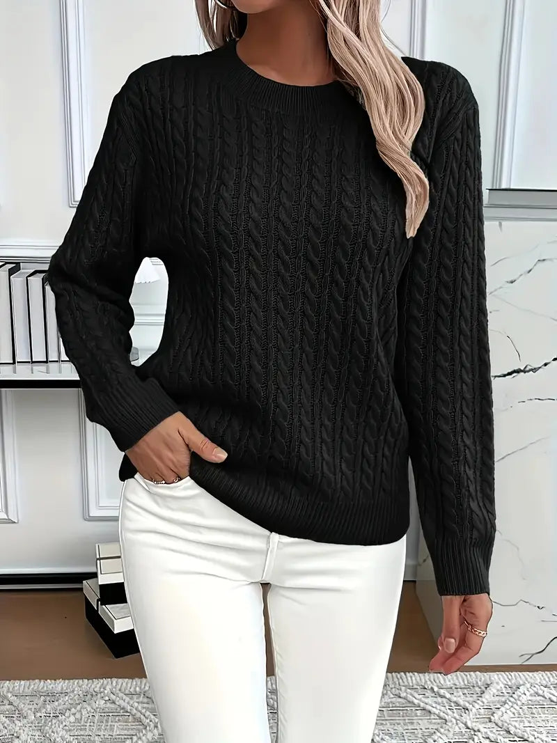 Imogen | Crew Neck Cable Knit Sweater
