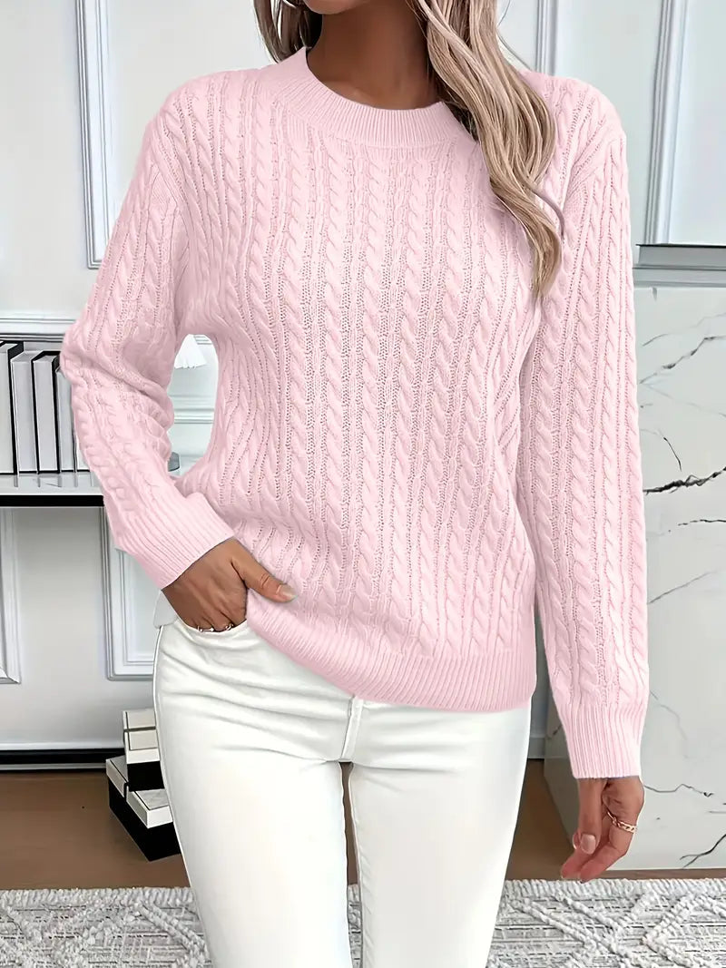 Imogen | Crew Neck Cable Knit Sweater
