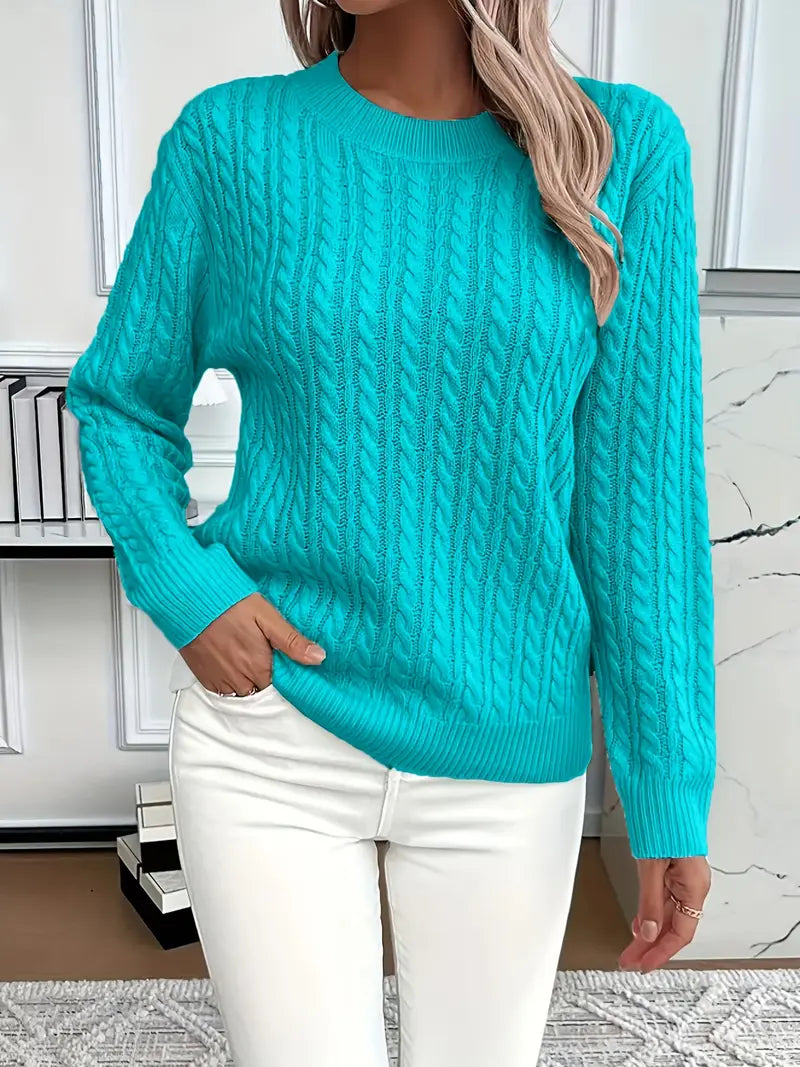 Imogen | Crew Neck Cable Knit Sweater