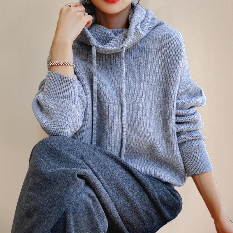 Ophelia | Knit Hoodie Sweater With Drawstring