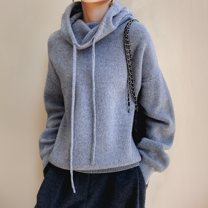 Ophelia | Knit Hoodie Sweater With Drawstring