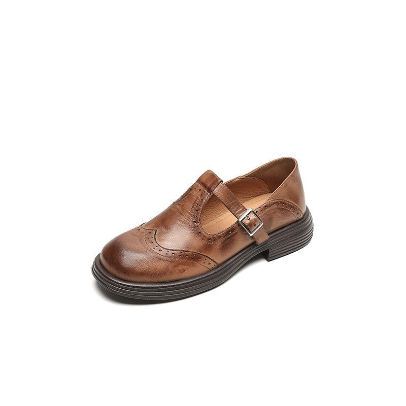 Vanessa | Brogue Mary Jane Loafers With Buckle Strap