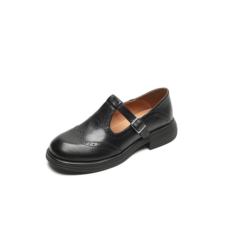 Vanessa | Brogue Mary Jane Loafers With Buckle Strap
