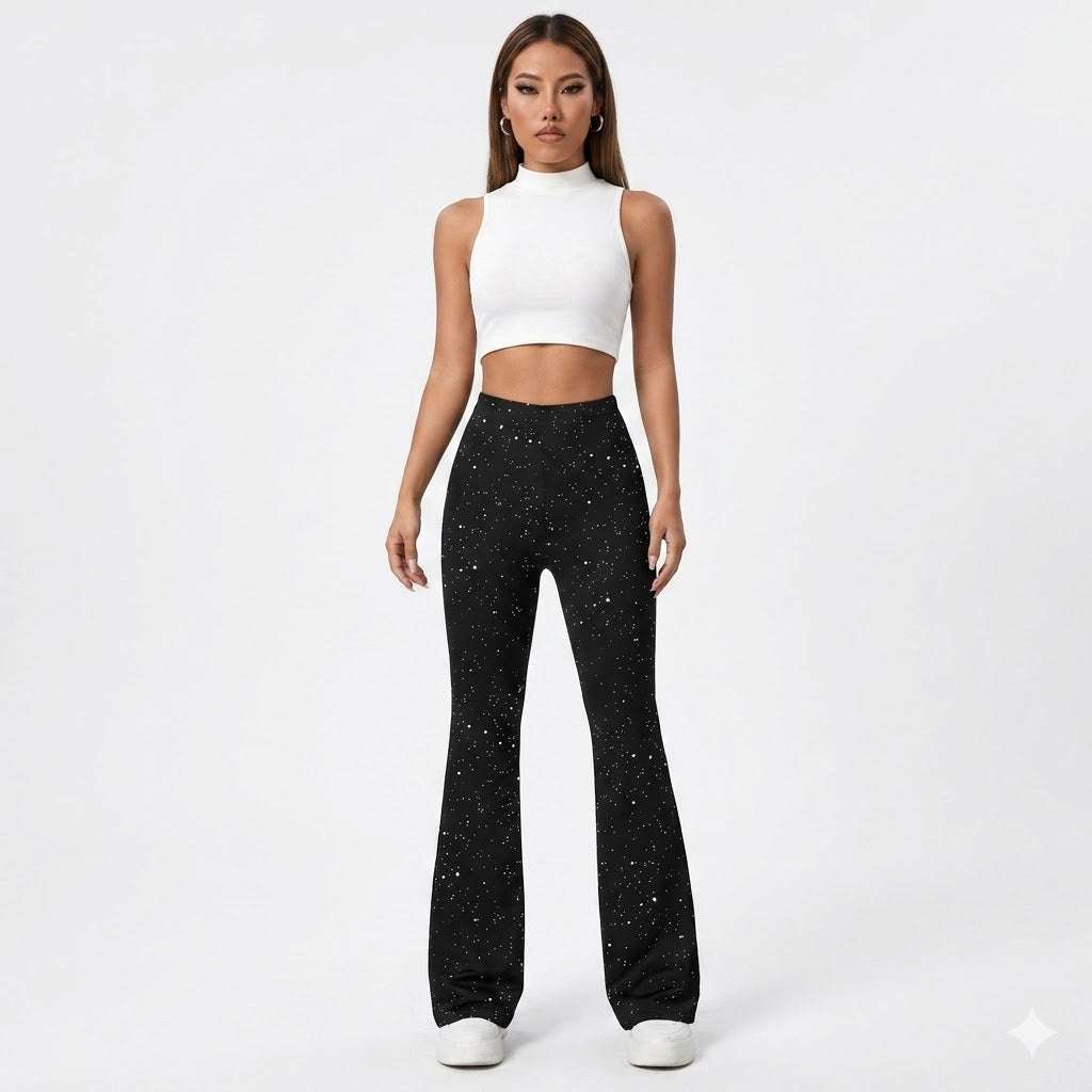 Denise | High-Waisted Glitter Flare Pants