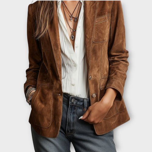 Ada | Vintage Suede-Look Blazer With Pockets
