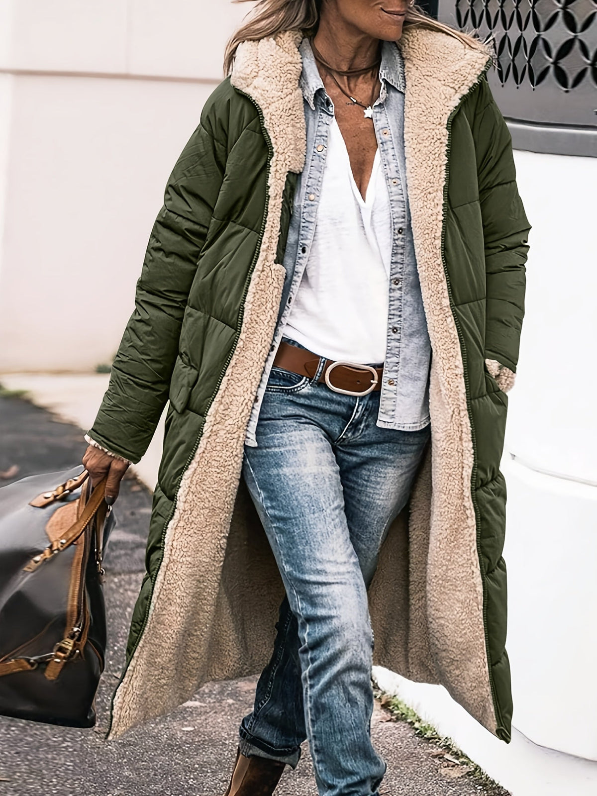 Dinah | Long Hooded Quilted Coat With Plush Lining