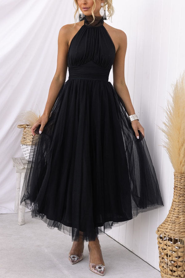 Scarlett | Tulle Halter A-Line Midi Dress
