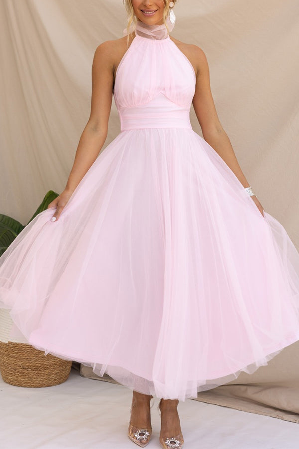 Scarlett | Tulle Halter A-Line Midi Dress