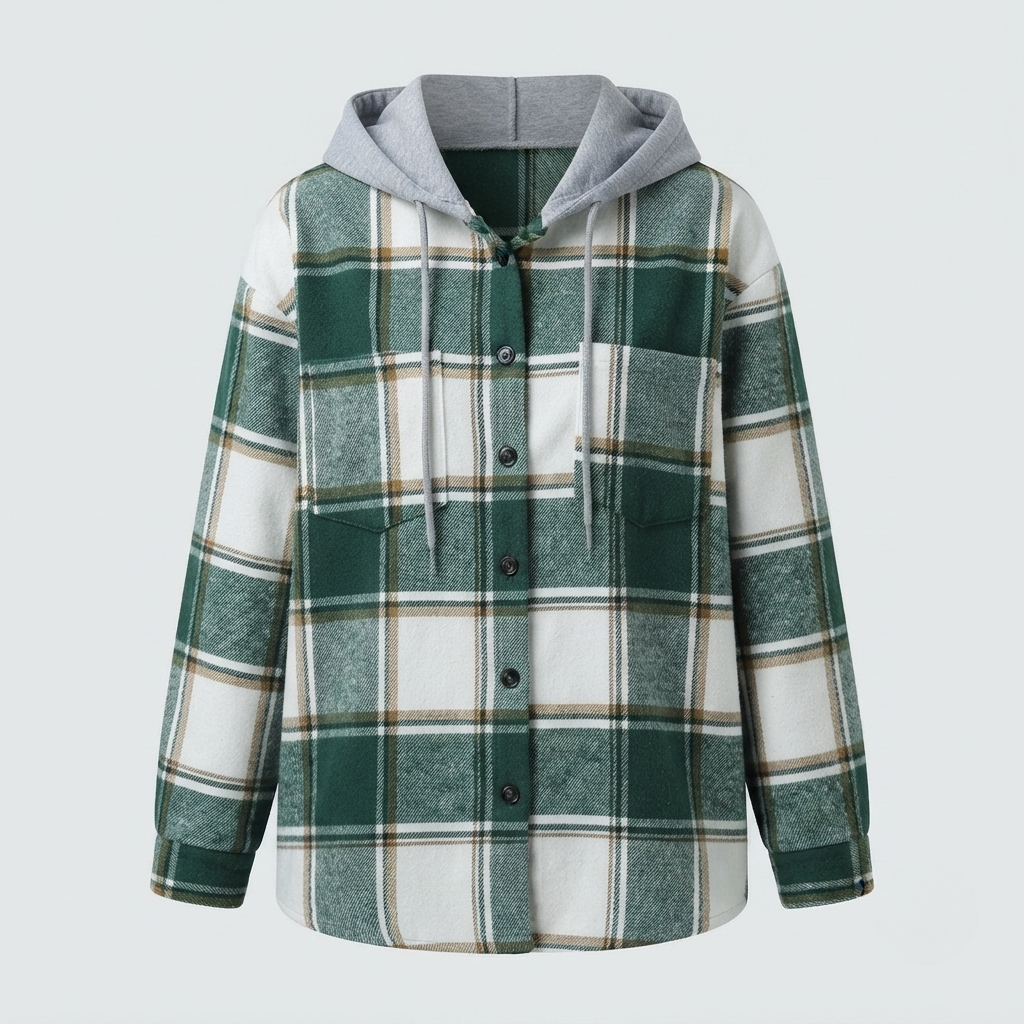 Lana | Plaid Flannel Shacket With Hood