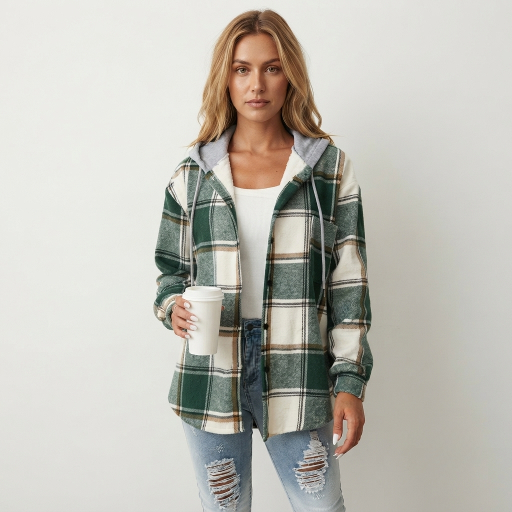 Lana | Plaid Flannel Shacket With Hood