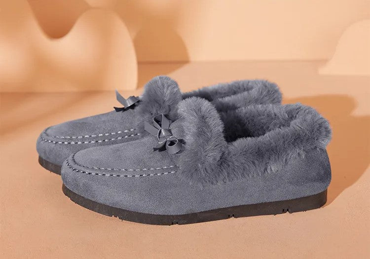 Jasmine | Plush-Lined Moccasin Slippers With Bow