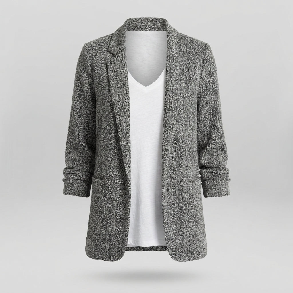 Nell | Textured Knit Blazer With Open Front