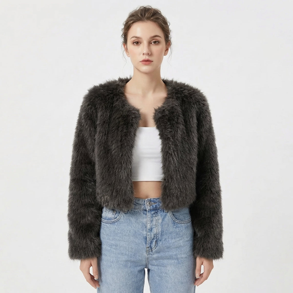 Georgina | Cropped Faux Fur Jacket