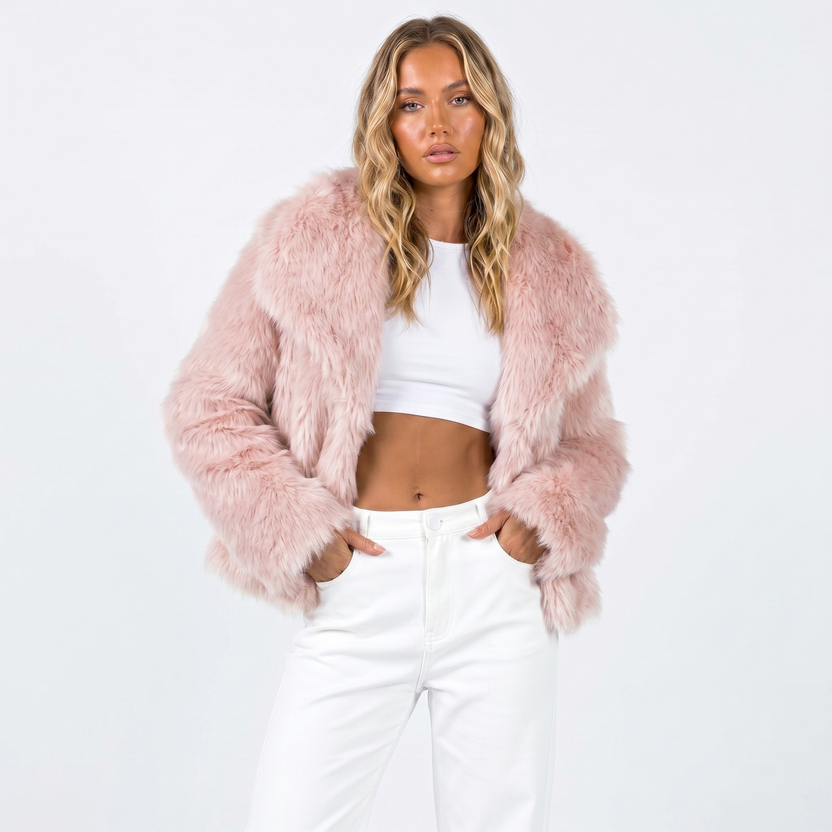 Henrietta | Shaggy Faux Fur Jacket With Lapel Collar