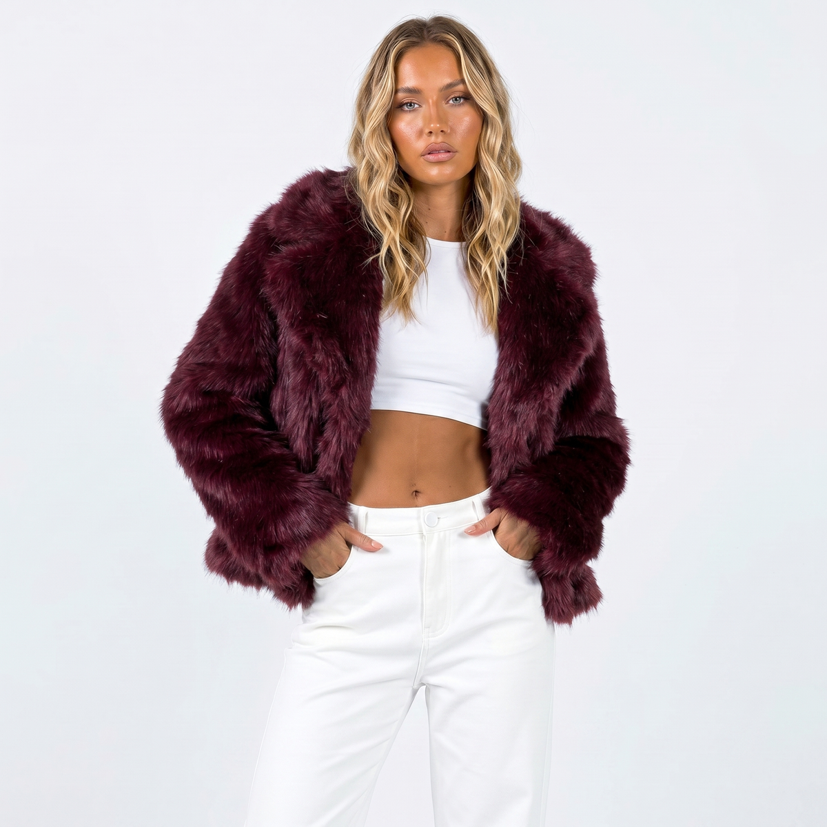 Henrietta | Shaggy Faux Fur Jacket With Lapel Collar