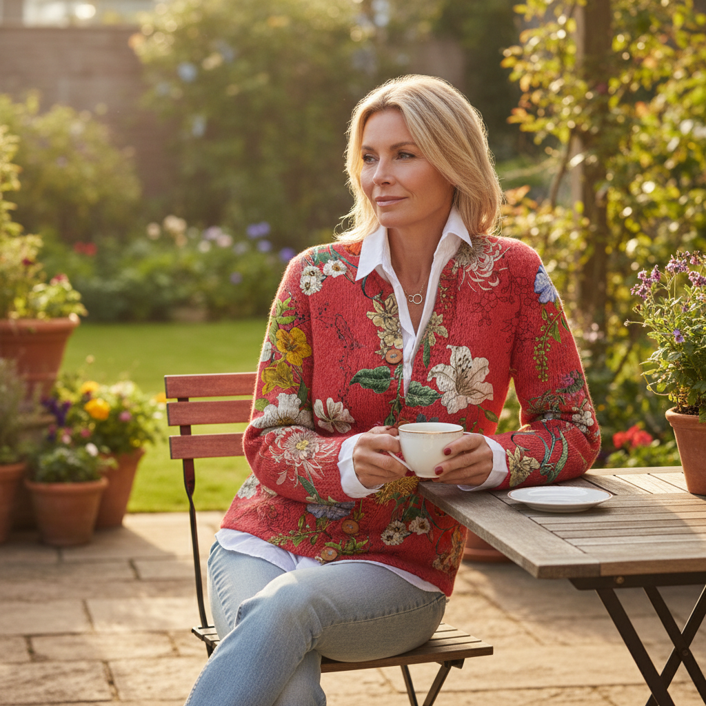 Tess | Floral Knit Cardigan With Button Front