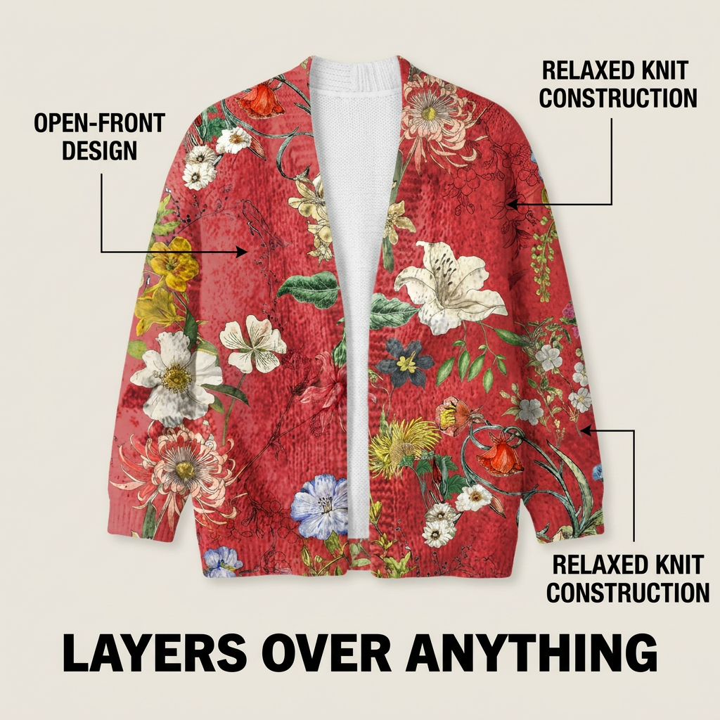 Tess | Floral Knit Cardigan With Button Front