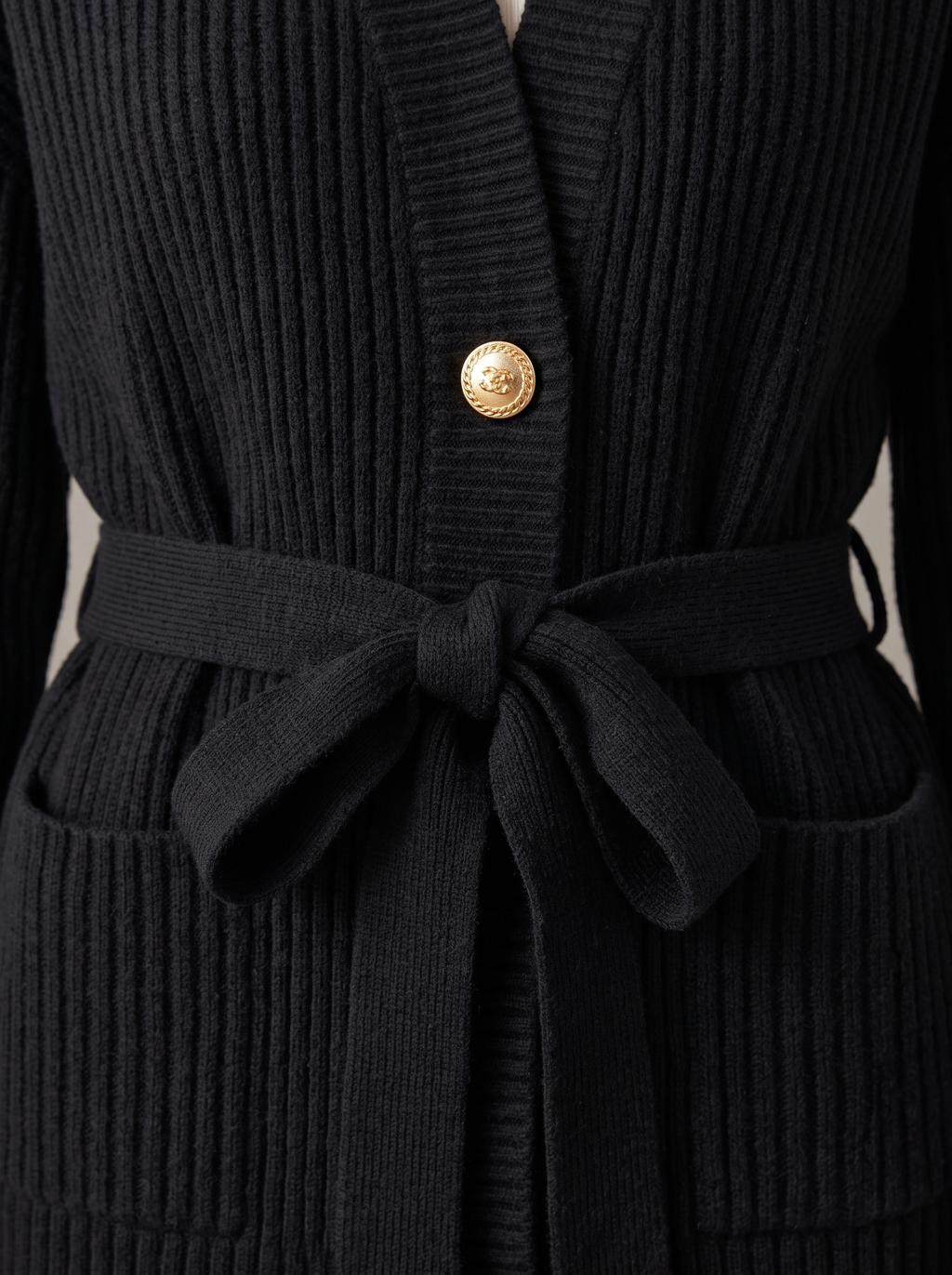 Wren | Belted Knit Cardigan With Gold-Tone Button