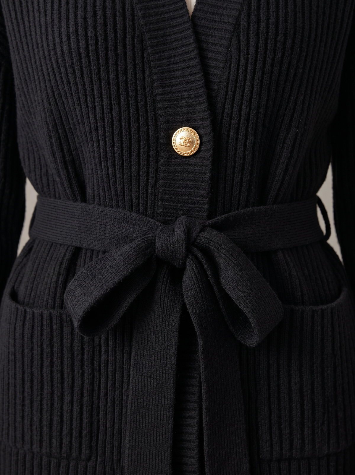 Wren | Belted Knit Cardigan With Gold-Tone Button