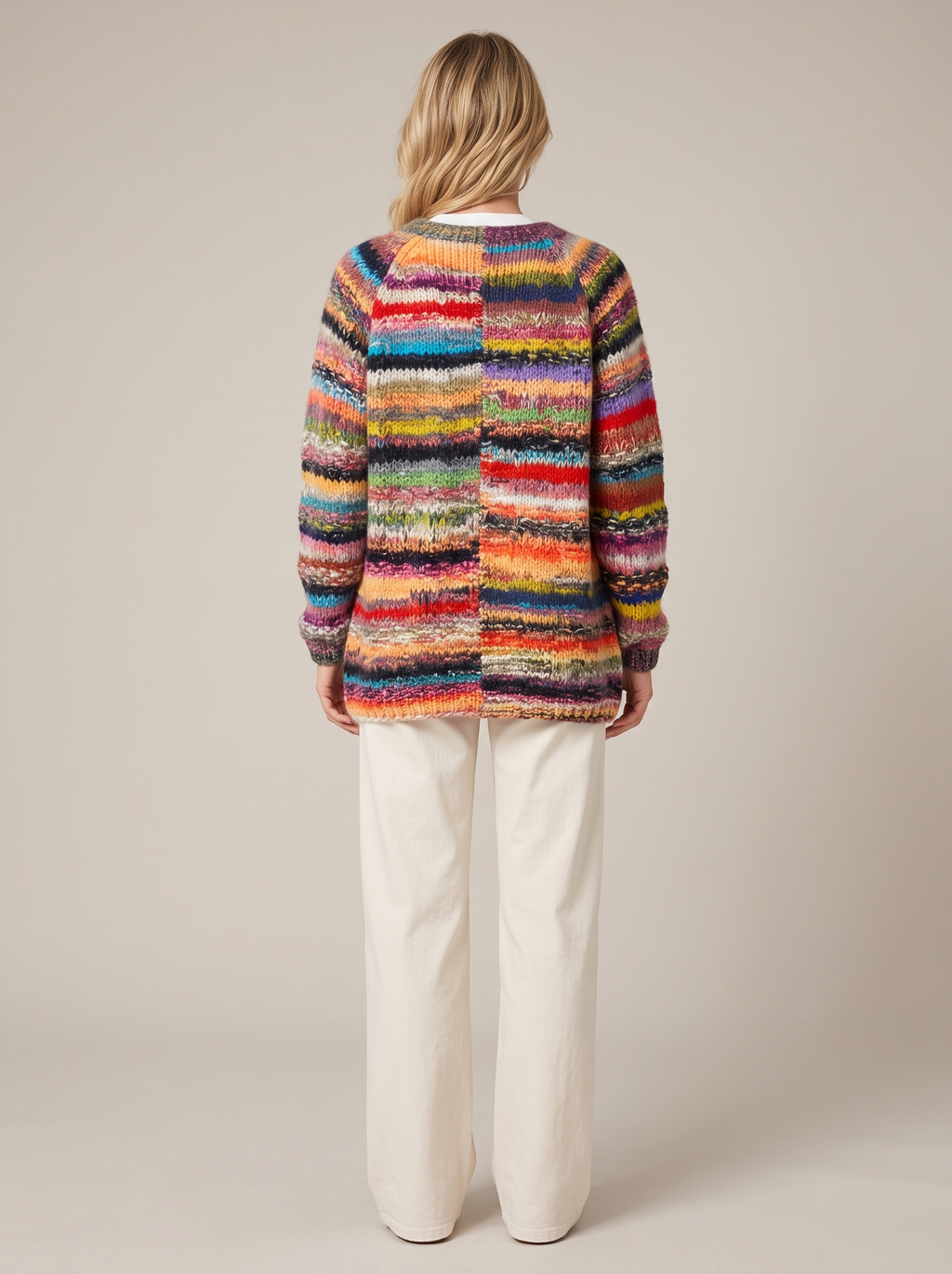 Faith | Striped Open-Front Knit Cardigan