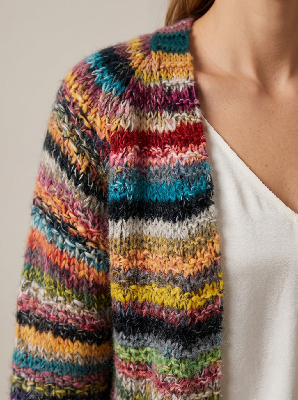 Faith | Striped Open-Front Knit Cardigan