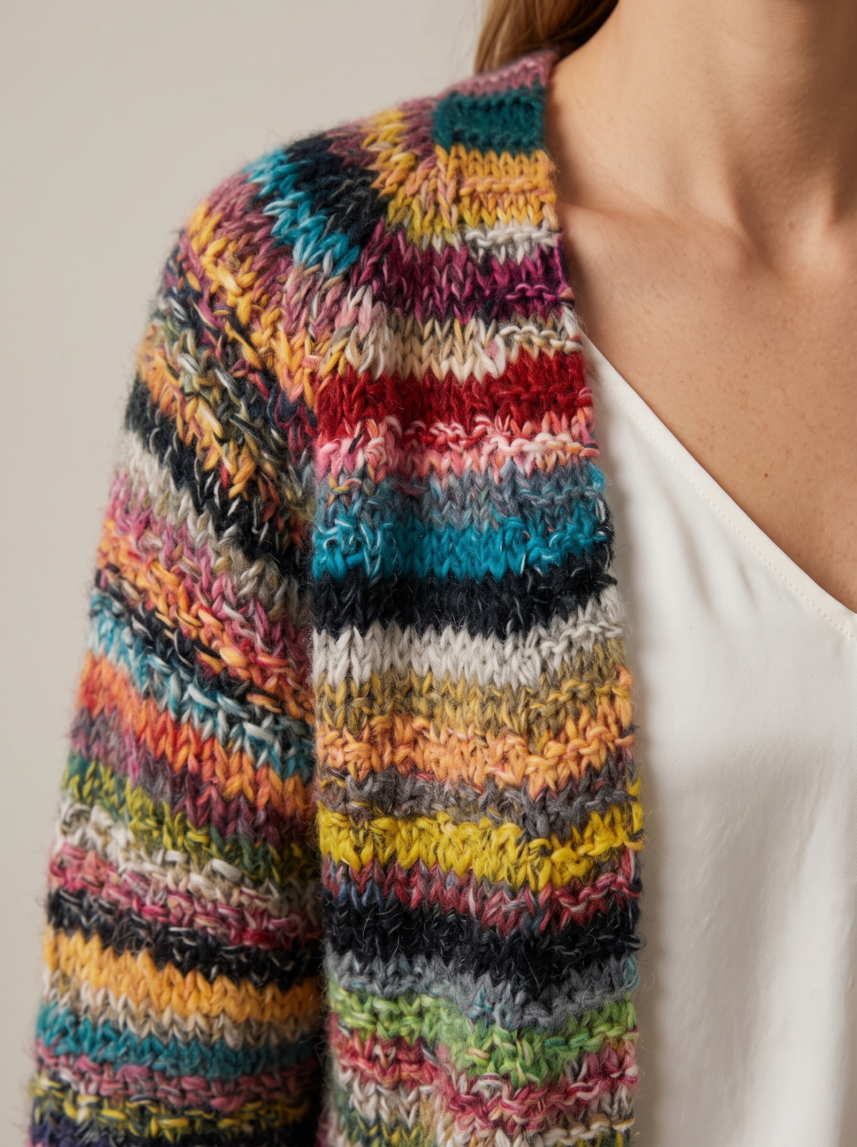Faith | Striped Open-Front Knit Cardigan