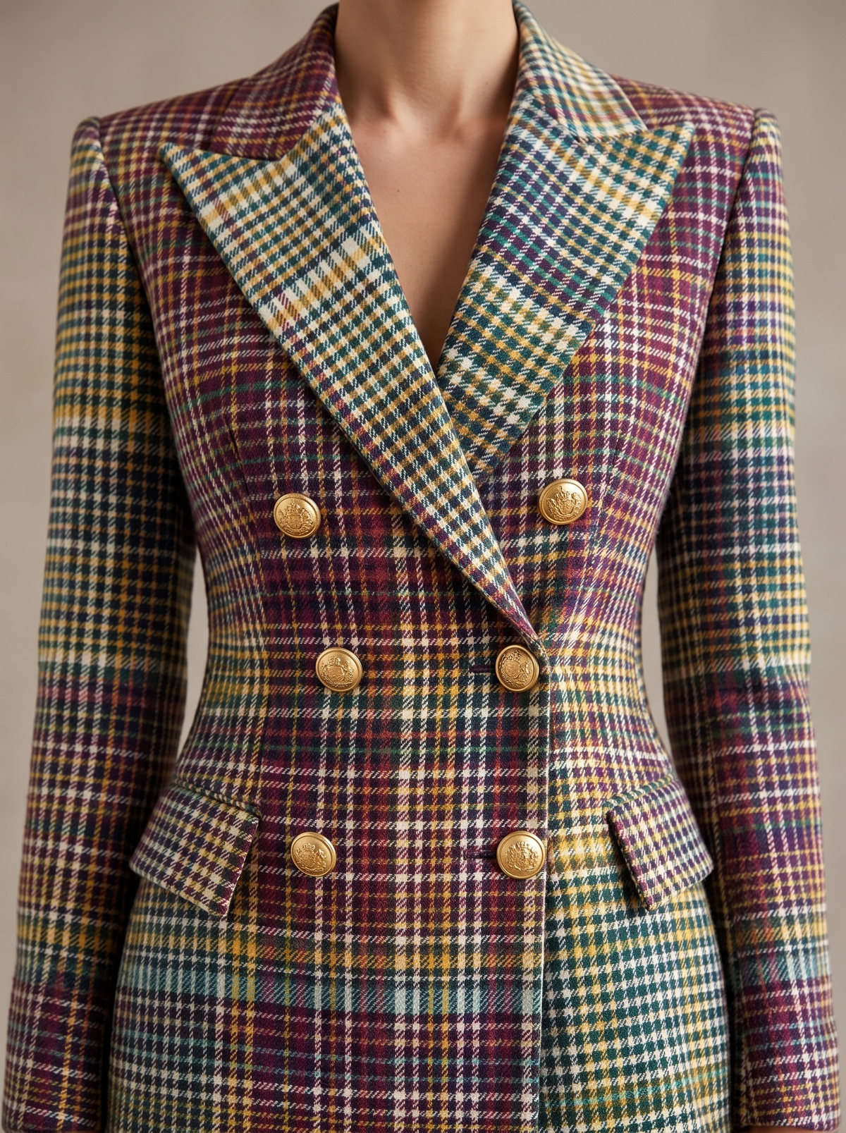 Belinda | Double-Breasted Plaid Suit Set