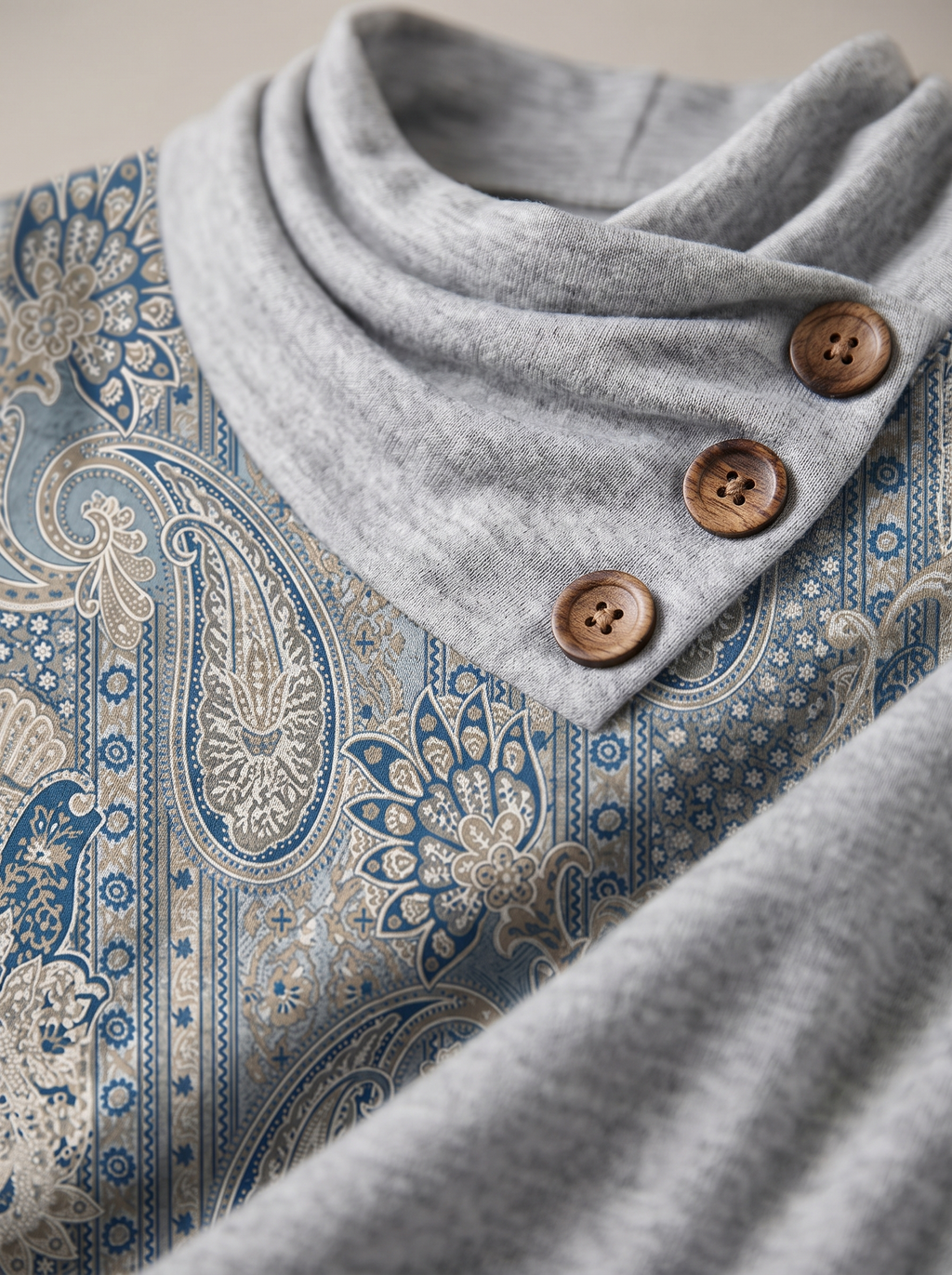 Jessica | Paisley Print Pullover With Button Collar
