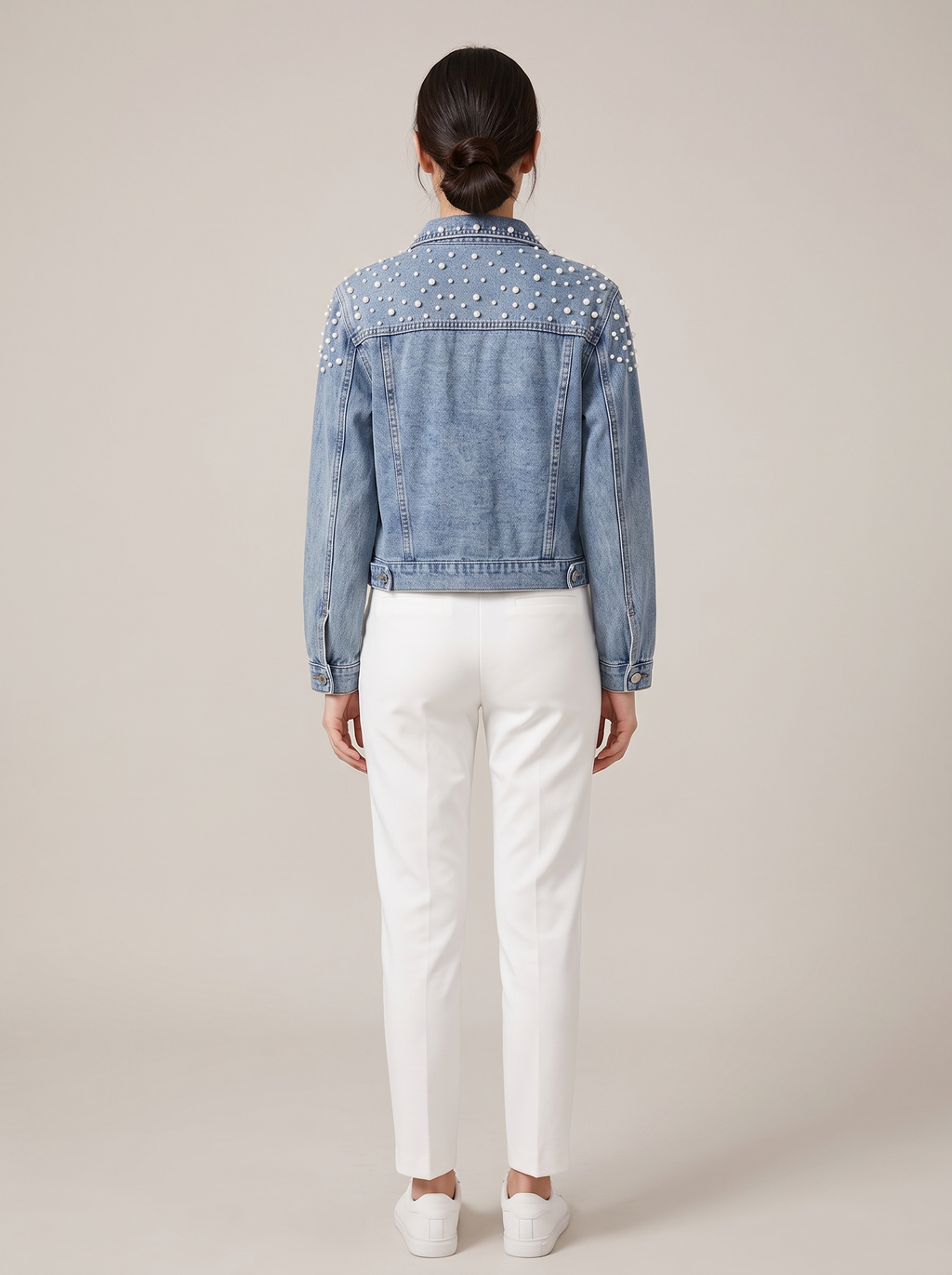 Hollis | Pearl-Embellished Denim Jacket