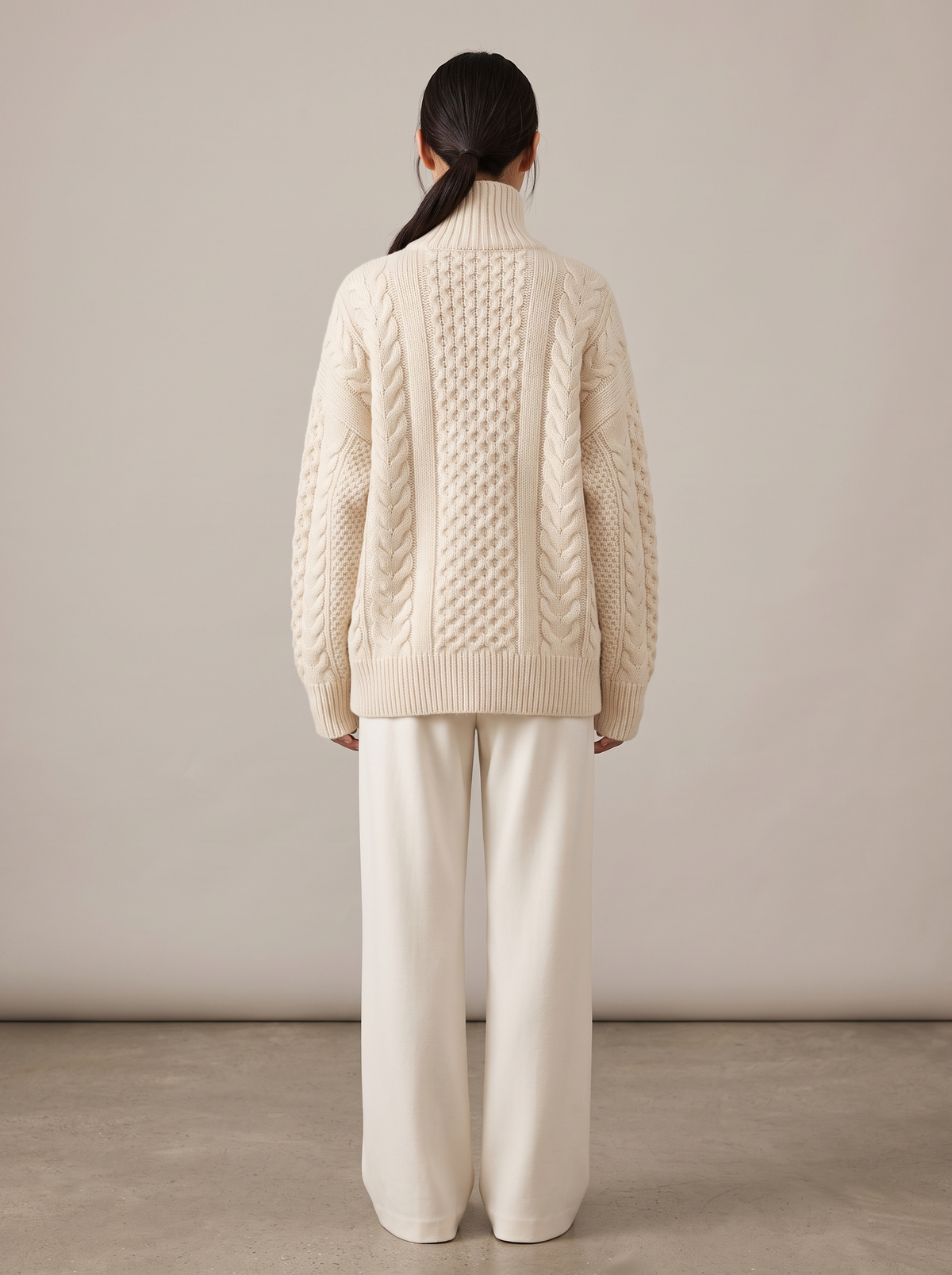 Marina | Cozy Cable Knit Cardigan With High Collar
