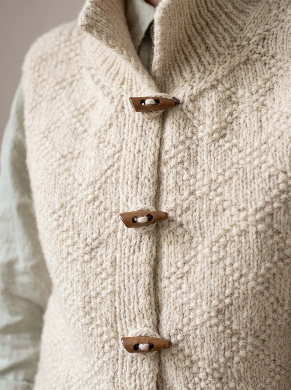 Lottie | Textured Knit Vest With Toggle Closures